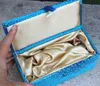Cotton Filled Rectangle Chinese Silk Gift Box Decor Wood Fabric Storage Box High End Luxury Jewelry Packaging Crafts Stone Collection Box