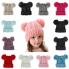 Enfants tricot crochet bonnets chapeau filles doux double boules hiver chaud tricot chapeau 13 couleurs en plein air bébé pompon ski casquettes chapeaux de fête RRA3692