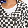 Vangull femmes damier veste automne coton Plaid vestes Streetwear manteaux dames vêtements femme à carreaux haut 201029