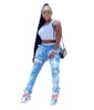 Women Sky Blue Jeans Fashion Trend Casual Stretch Denim Pencil Pants Designer Female New Mid Waist Folds Skinny Long Jeans Clothing