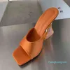 Scivoli accoglienti di alta qualità Pantofole in pelle da donna Moda Strani sandali con tacco arancioni trasparenti Open Toe Scarpe estive Taglia 41 Y2