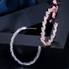 Créateur de boucles d'oreilles de luxe pour femme 925 Silver Post AAA Zircone Cubique Bijoux en Cuivre Plaqué Or Rose Blanc CZ Boucle D'oreille Filles W282S