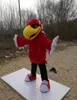 Carnaval Adulto Vermelho Eagle Mascot Traje Real Fotos Deluxe Party Bird Hawk, Falcon Mascot Traje Factory S