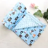 2 layers dot cartoon whale minky coral fleece soft thermal toddler child winter baby blanket kids back seat cover baby quilt LJ201014