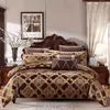 Brown Coffee jacquard Biancheria da letto di lusso set cotone macchia letto copripiumino king size lenzuolo set juego de cama linge de lit 201114