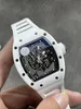 トップラグジュアリーメンズウォッチ2022ホワイトセラミックスケース腕時計腕時計NUM055自動機械運動サファイアガラスゴムブレスレット防水