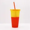 10 Styles 24oz Color Changing Cup Magic Plastic Drinking Tumblers with Lid Straw Reusable Candy Colors Cold Cup Water Bottle CYZ2875 30Pcs