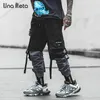 Una reta man broek mode streetwear stiksel kleur joggers hiphop lange broek mannen elastische taille vrachtpak mannen 201126