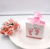 かわいい赤ちゃんフットプリントレーザーカットアウトキャンディボックスベビーシャワーの好意ギフトペーパーボックス子供誕生日パーティー用品