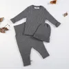 3 pçs / conjunto outono inverno bebê menina roupas tricotar camisola suéter meninos suéteres chapéus camisa de fundo crianças 0-3y lj200916