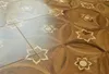 ビルマチークイエローの完成木製の床のメダリオンインレイボーダーの花のモザイク家庭のデコ家具インテリアハウスの装飾スタッフを保有する