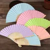 Chinês Dobra Fãs Color Sólida Verão Handheld Wood Fan Em Branco DIY Desenho Fã de Casamento Festa de Casamento Presente Sundries Home Desktop Decoração BH6215 TYJ