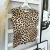 Femmes élégantes épaulette léopard imprimé t-shirt été sans manches col rond t-shirt hauts vêtements de mode grande taille SJ6276V