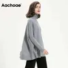 Maglione a collo alto tinta unita Aachoae Pullover allentati a maniche lunghe a pipistrello da donna Maglioni casual in maglia morbida di base Sueter Mujer 210203