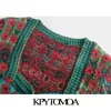kpytomoa女性ファッションジャッククロップドニットカーディガンセータービンテージスクエアカラーボタンアップ女性アウターシックトップス201203