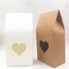 50 pz Marrone/bianco Carta Sacchetti di Caramelle Fatti A Mano Carta Marrone Stand Up Finestra Scatole Regalo Per La Cerimonia Nuziale/regalo/gioielli/pacchetto alimentare jlldBi