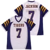 Maglia da uomo LAMAR JACKSON 7 HIGH SCHOOL Tigers FOOTBALL JERSEYS Stitched College Louisville 8 Jackson 5 Bridgewater Jersey Rosso Nero Bianco