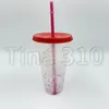 24 унции летние пивные кружки цветные чашки волшебные пластиковые питьевые тумблеры с крышкой и соломенной многоразовой холодной чашкой T500346