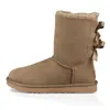 En cuir en cuir fourrure Australiens Botkle Boots Fashion Femmes Dames Designer Medium Boot Rose Brown Grey Gris Platforme Black Plateforme confortable Chautiques de neige chaude en hiver