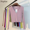 Neploe printemps ly Patchwork femmes Cardigans 2022 mode mince dames tricoté pull à manches longues boutons pull 65057 211230