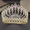 Mode Kristal Metalen Grote Kroon Bruids Tiara Roze Bruiloft Kroon Haar Sieraden Pageant Diadeem Koningin Koning Kroon W0104311L