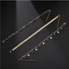 Crystal Arrow Leaf Tassel Anklet Chain Gold Multilayer Wrap Fotkedja Fot Armband Mode Beach Smycken