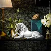 Nordic Resin White Unicorn Horse Sculpture Modern Art Figurines Home Decor Living Room Fairy Garden Decoration Children's Gift 201125