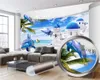 壁の壁紙3D写真の壁紙壁画美しいビーチホワイトパレスロマンチックな風景装飾3D壁画壁紙