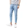 Мужские джинсы 2021 тонкие брюки джинсовые эластичные тощий хлопчатобумажный мужчина уличная одежда хипхоп личности карандаш штанты1