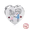 925 Sterling Silver Angel Mom Family Heart series Shine Beads Fit Pandora Charms Bracelets Women DIY fashion Jewelry