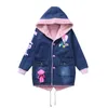 Nouvelle mode filles denim veste enfants vestes d'hiver avec des tenues en polaire berbère jeans pour enfants mince longs manteaux d'extérieur chauds 201125