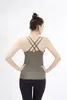 Cross Back Yoga Sport Vest 여성 민소매 셔츠 슬림 한 운동 탱크 탑 슈퍼 소프트 요가 탑 스포츠 셔츠 패딩 브라