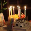 Velas de aniversário coreia macron, cor doce, espiral torcida, fina, sem fumaça, festa de aniversário de bebê, decoração de bolo