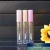 2st 6ml Tom Lip Gloss Tube Plast LipGloss Flaskbehållare Rosa Gul Lila Cap Cylinder Clear Lip Gloss Flaska