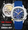 OMF New 5968A-001 5968 Chronograph ETA7750 CH 28-520 Automatic Mens Watch Steel Case BlueTexture Dial Orange Blue Sport Watches Hello_Watch