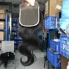 Fala ciała Nieprzetworzone Dziewiczy Human Hair 4x4lace Closure Virgin Brazylijski Włosy 3 Część Swiss Lace Zamknięcie