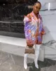 Mode Tie Dye Print Blazer Kvinnor Inklädda Neck Fullständiga Jackor Outwear Höst Vinter Hollow Streetwear Fickor Blazer Mujer1