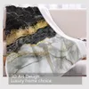 BLESSLIVING marmor mönster sherpa fleece filt svart vit guldfolie säng filt abstrakt konst kasta filt mantas de cama 201113