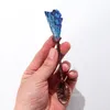 天然ブラックトルマリン電気メッキ孔雀青い羽毛スプーンアイスクリームコーヒーデザートロングハンドル銅スプーンT2I53373