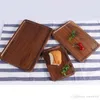 Rectangle Black Walnut Plates Delicate Kitchen Wood Fruit Vegetable Bread Cake Dishes Multi Size Tea Food Pizza Snack Trays WVT1606 T03