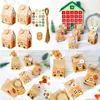 24 Sets Christmas House Gift Box Kraft Paper Cookies Candy Bag Snowflake Tags 1-24 Advent Calendar Stickers Hemp Rope 201127