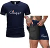 Mannen Sets Mode Zomer Korte Mouw Tshirts Shorts Mannelijk Trainingspak Twee Stukken Tee Shirts Shorts Solid Merk Sweatsuit