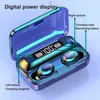 Topp hörlurar F9 V50 TWS Earuds LED Display Power Bank Hörlurar HEADSET MICROPHONE Trådlös hörlurar F9 Earphones Blueto6560895