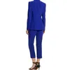 Calças de duas peças femininas Custom Royal Blue Work Bussiness Formal Mulheres Elegantes Terno Conjunto Blazers Office Ternos Senhoras Calças