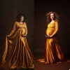 Tanie złote koronki damskie szaty Koszulki Photoshoot Kobiety Photoswear Bathrobe Satin Aplikacje Custom Made Prom Party Dress