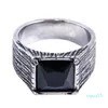 Cluster Rings USA Size 7/8/9/10/11/12 /13 Four Black Zircon Retro Men Titanium Steel Ring Punk Finger Jewelry Wholesale