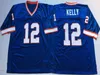 Erkekler Retro Amerikan Futbol Formaları Jim 12 Kelly Thurman 34 Thomas 78 Bruce Smith 83 Andre Reed Sticthed Blue White