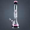 Gekleurde glazen bong 14inches Hookah hoge bedwelmende dikke waterpijp inline PERC DAB OLIE RIGER Bongs zware grote wasroze roze bekerpijpen