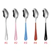 Création Spoones en acier inoxydable Corean Style Tête ronde Cuillère Dessert Scoop Cuillère de riz pour enfants Home Outils de cuisine T9I001045