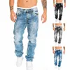 Jeans pour hommes 2021 automne mode ample taille moyenne poche Denim pantalon droit décontracté lavé noir